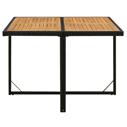 316790 vidaXL Garden Table Black 109x107x74 cm Poly Rattan&Solid Wood Acacia