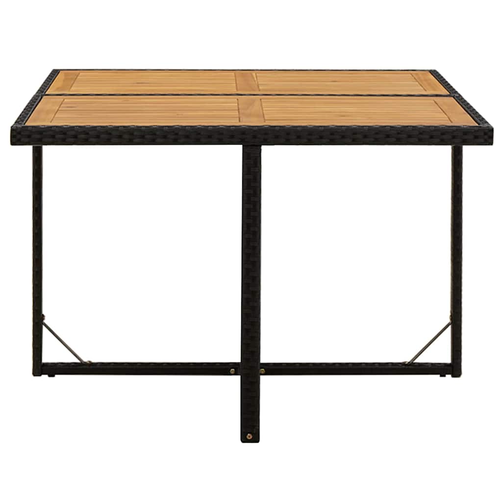 316790 vidaXL Garden Table Black 109x107x74 cm Poly Rattan&Solid Wood Acacia