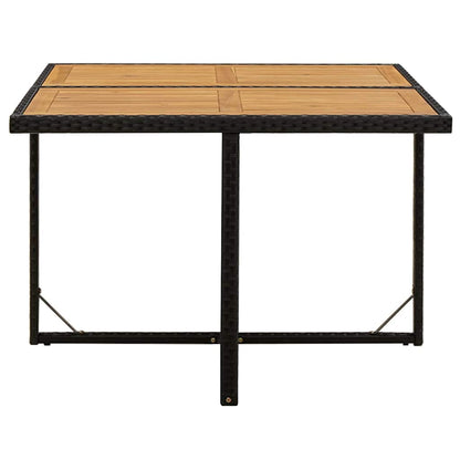 316790 vidaXL Garden Table Black 109x107x74 cm Poly Rattan&Solid Wood Acacia