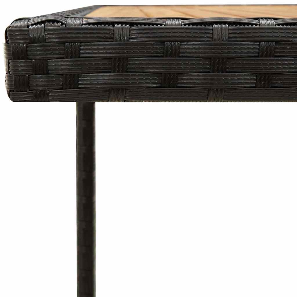 316790 vidaXL Garden Table Black 109x107x74 cm Poly Rattan&Solid Wood Acacia