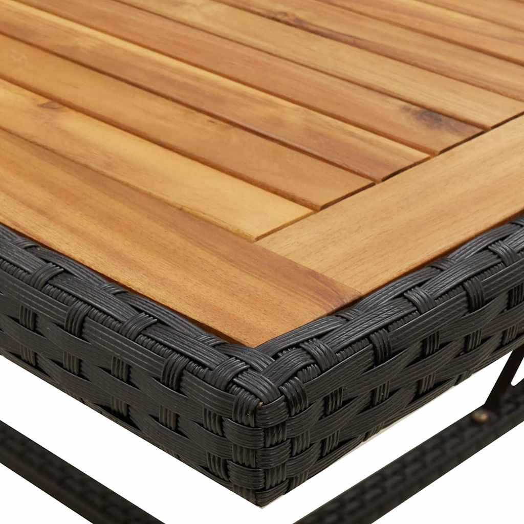 316790 vidaXL Garden Table Black 109x107x74 cm Poly Rattan&Solid Wood Acacia