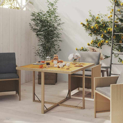 Garden Table Beige 109x107x74 cm Poly Rattan&Solid Wood Acacia