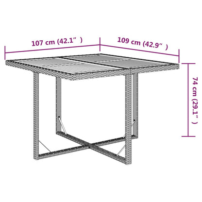 Garden Table Beige 109x107x74 cm Poly Rattan&Solid Wood Acacia