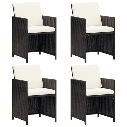 Garden Dining Chair | Set of 4 | Black | Polyethylene with Rattan Look