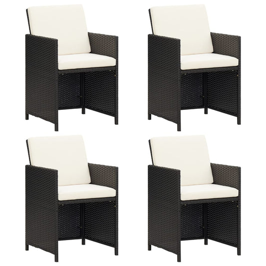 Garden Dining Chair | Set of 4 | Black | Polyethylene with Rattan Look