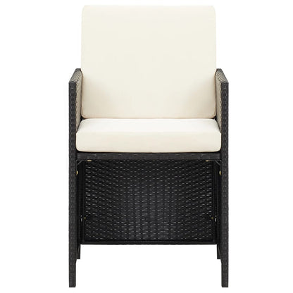 Garden Dining Chair | Set of 4 | Black | Polyethylene with Rattan Look