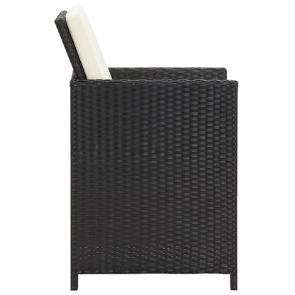 Garden Dining Chair | Set of 4 | Black | Polyethylene with Rattan Look