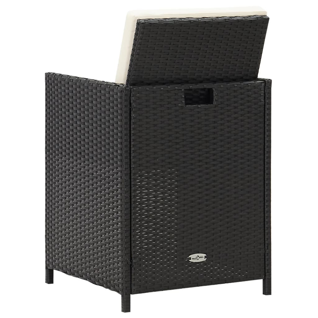 Garden Dining Chair | Set of 4 | Black | Polyethylene with Rattan Look