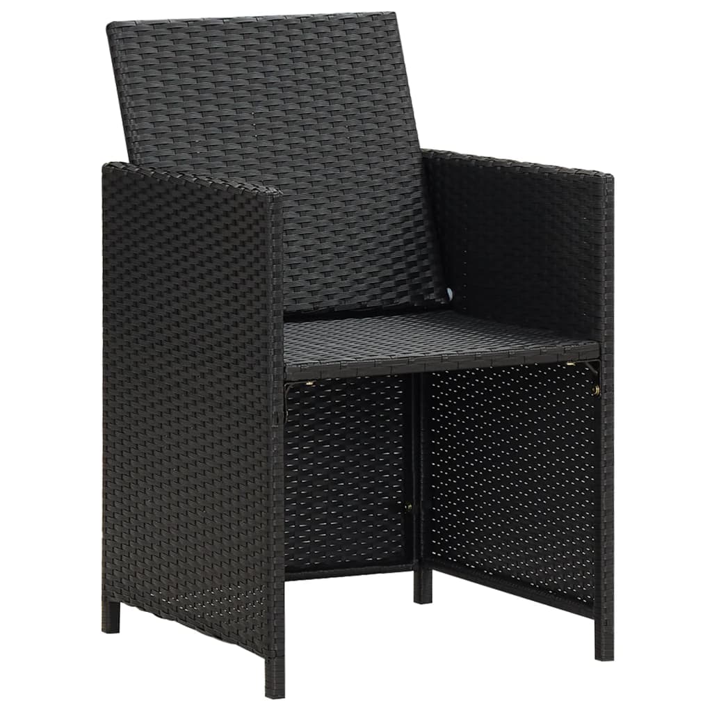 Garden Dining Chair | Set of 4 | Black | Polyethylene with Rattan Look