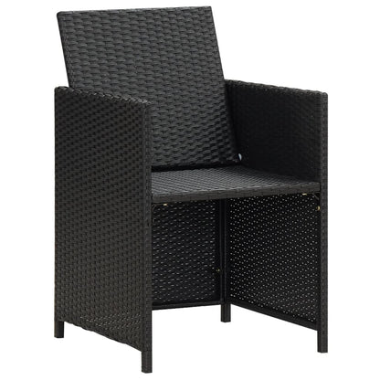 Garden Dining Chair | Set of 4 | Black | Polyethylene with Rattan Look