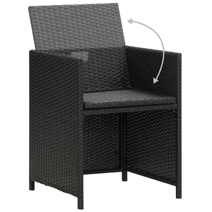 Garden Dining Chair | Set of 4 | Black | Polyethylene with Rattan Look
