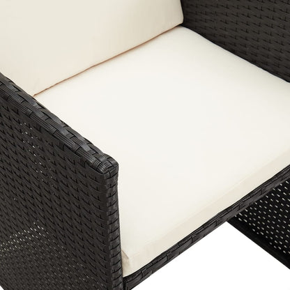 Garden Dining Chair | Set of 4 | Black | Polyethylene with Rattan Look