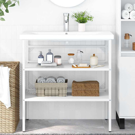 Bathroom Washbasin Frame White 79x38x83 cm Iron