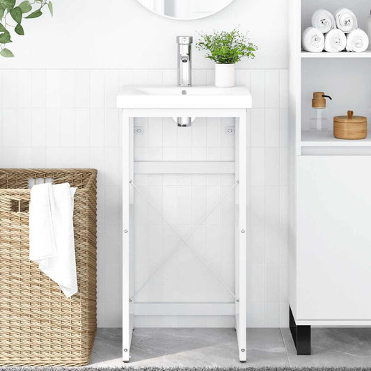 Bathroom Washbasin Frame White 40x38x83 cm Iron