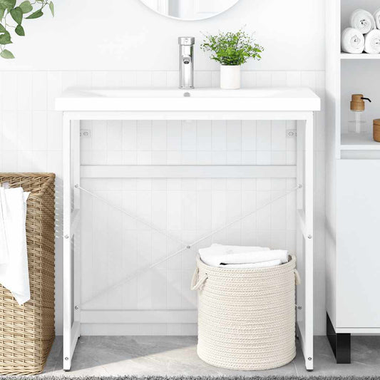 Bathroom Washbasin Frame White 79x38x83 cm Iron