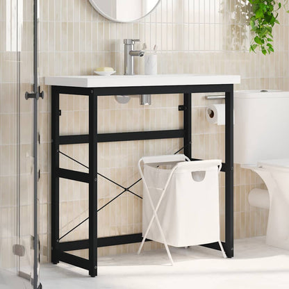 338501 vidaXL Bathroom Washbasin Frame Black 79x38x83 cm Iron
