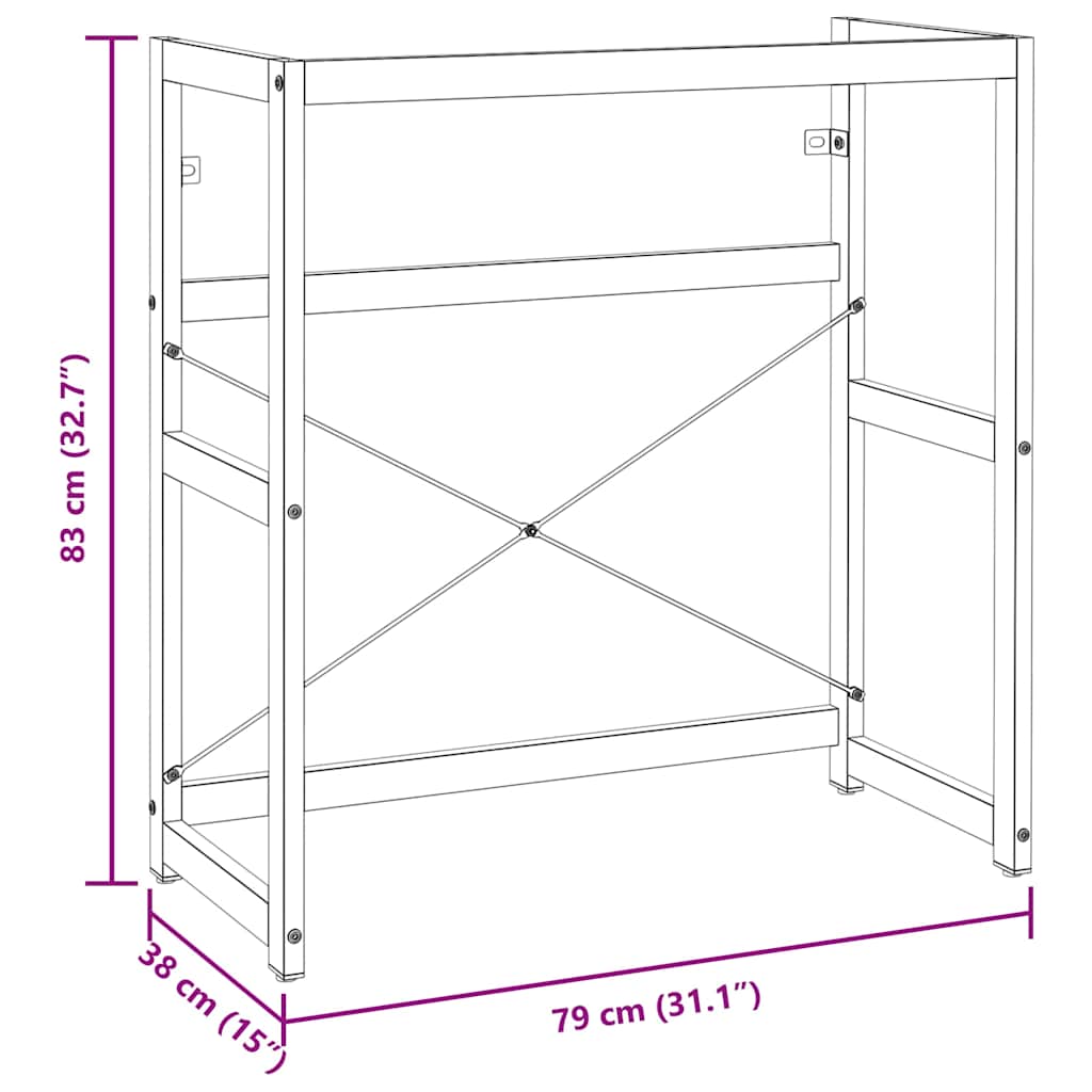 338501 vidaXL Bathroom Washbasin Frame Black 79x38x83 cm Iron