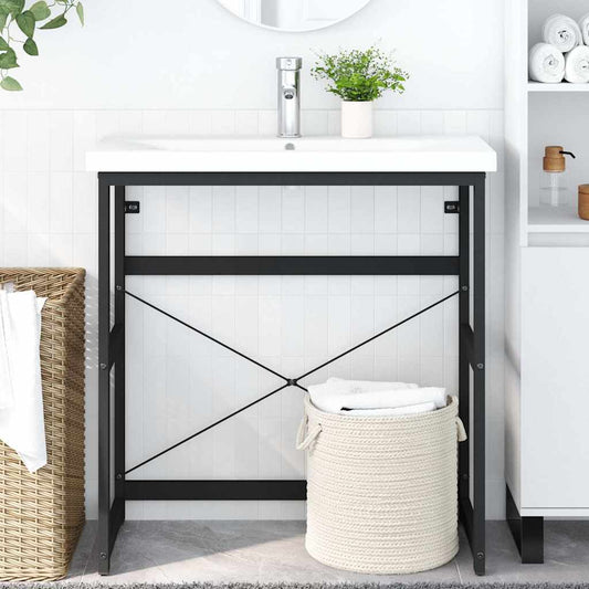 Bathroom Washbasin Frame Black 79x38x83 cm Iron