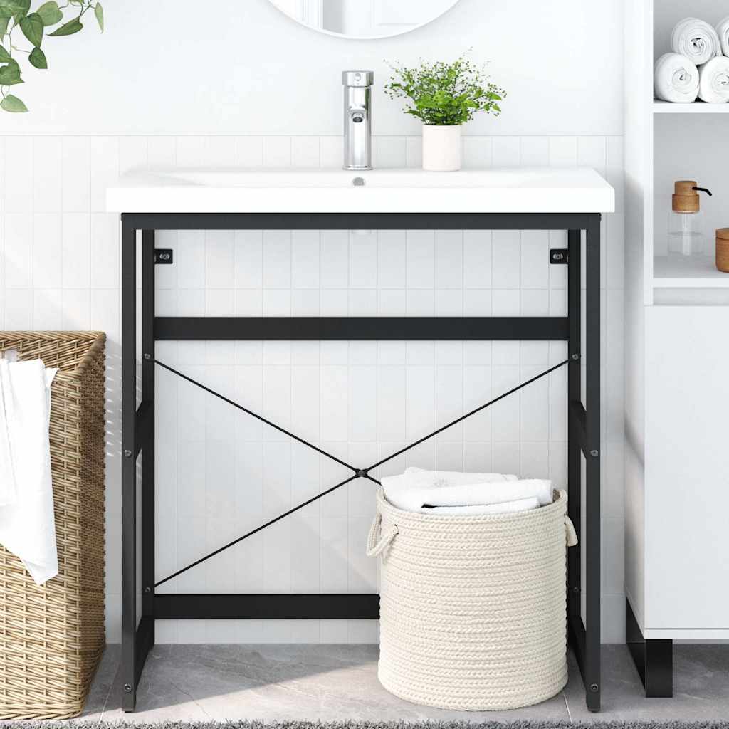 338501 vidaXL Bathroom Washbasin Frame Black 79x38x83 cm Iron