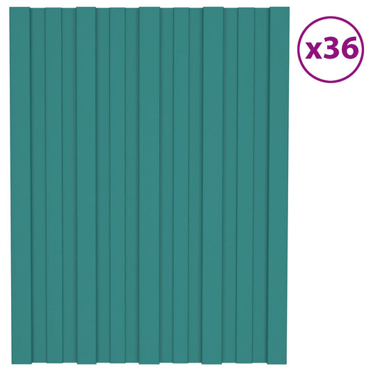 Roof Panel 36 pcs Green 60 x 45 cm Galvanised steel