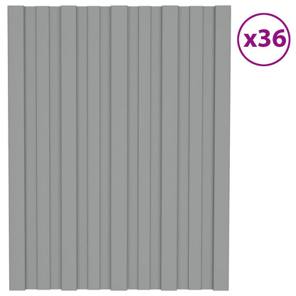 Roof Panel 36 pcs Grey 60 x 45 cm Galvanised steel