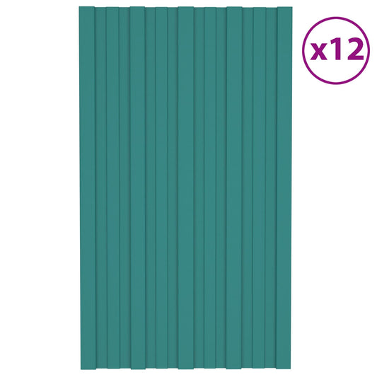 Roof Panel 12 pcs Green 80 x 45 cm Galvanised steel