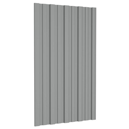Roof Panel 12 pcs Grey 80 x 45 cm Galvanised steel
