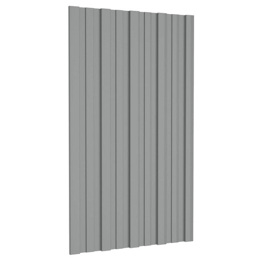 Roof Panel 12 pcs Grey 80 x 45 cm Galvanised steel