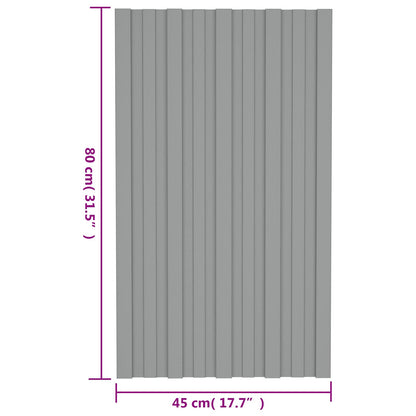 Roof Panel 36 pcs Grey 80 x 45 cm Galvanised steel