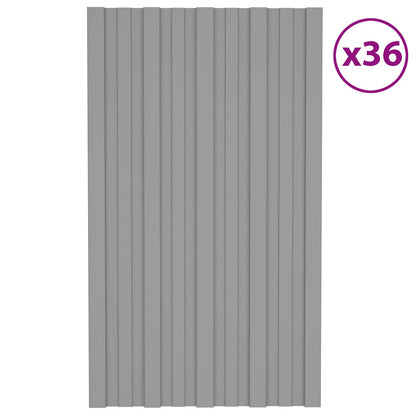 Roof Panel 36 pcs Grey 80 x 45 cm Galvanised steel