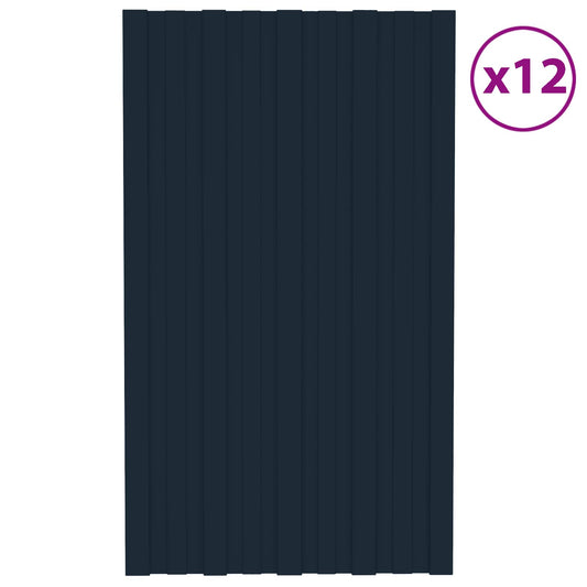 Roof Panel 12 pcs Anthracite 80 x 45 cm Galvanised steel