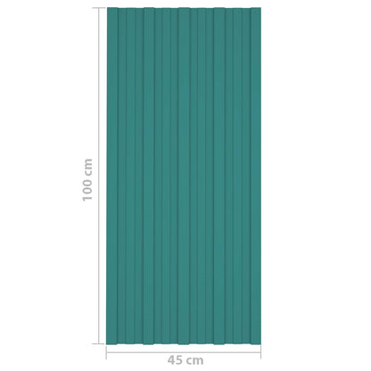Roof Panel 12 pcs Green 100 x 45 cm Galvanised steel