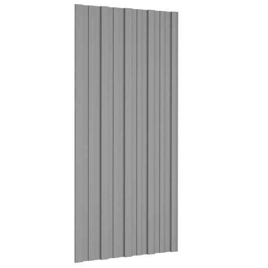 Roof Panel 12 pcs Grey 100 x 45 cm Galvanised steel