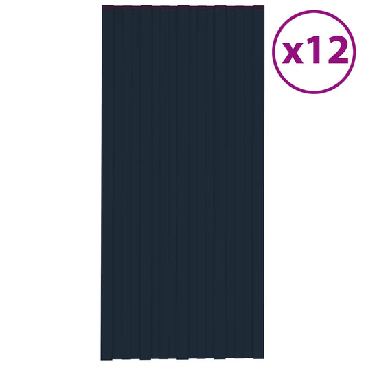 Roof Panel 12 pcs Anthracite 100 x 45 cm Galvanised steel