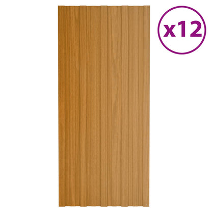 Roof Panel 12 pcs Natural 100 x 45 cm Galvanised steel