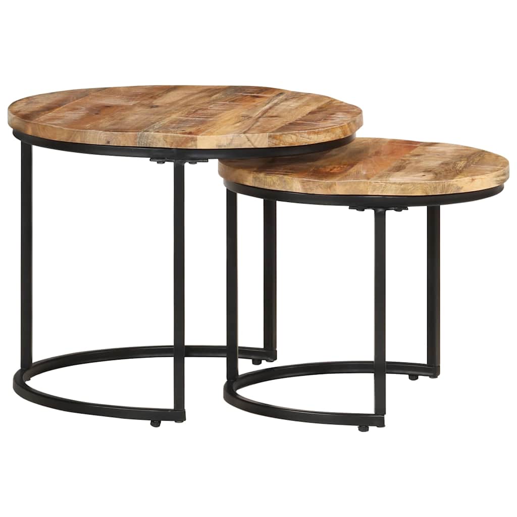 337999 vidaXL Nesting Tables 2 pcs Rough Mango Wood