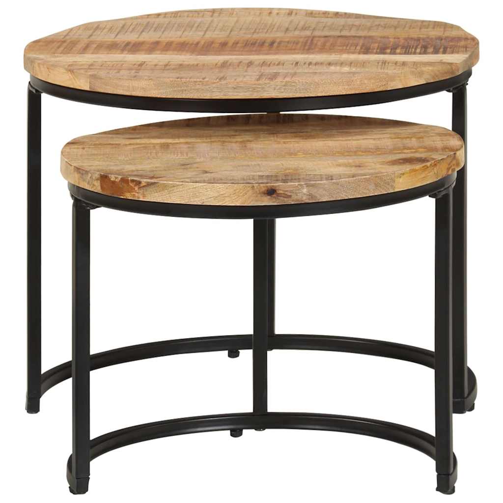 337999 vidaXL Nesting Tables 2 pcs Rough Mango Wood
