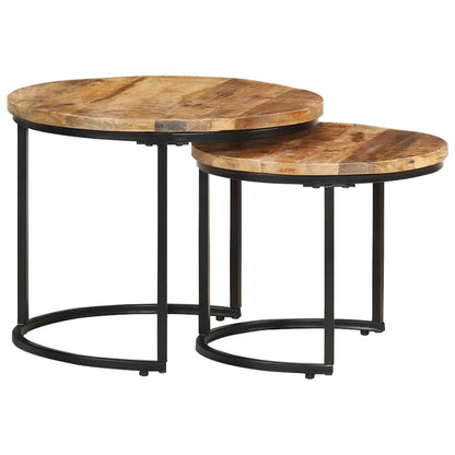 337999 vidaXL Nesting Tables 2 pcs Rough Mango Wood