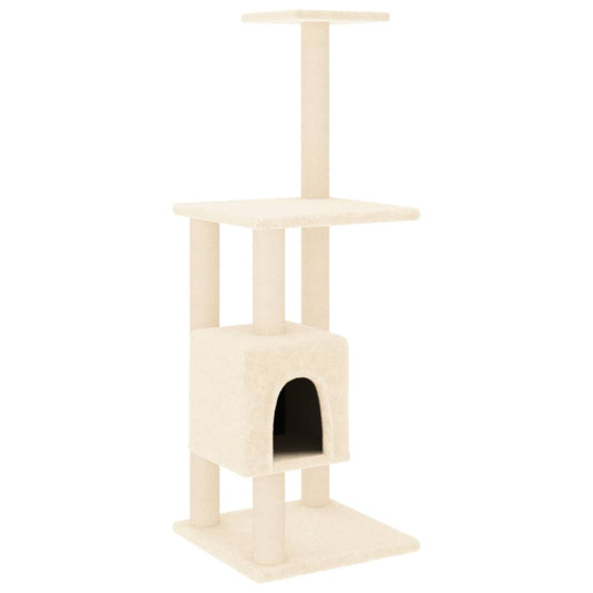 Cat Tree with Sisal Scratching Posts Cream 104 cm