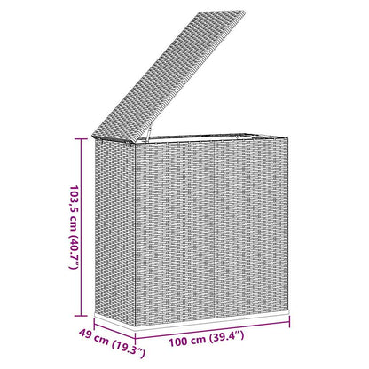 Garden Cushion Box PE Rattan 100x49x103.5 cm Black