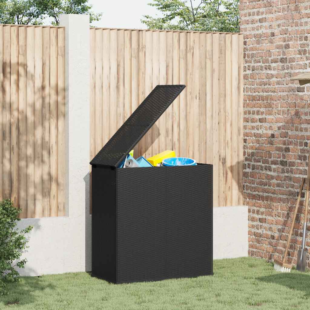 Garden Cushion Box PE Rattan 100x49x103.5 cm Black
