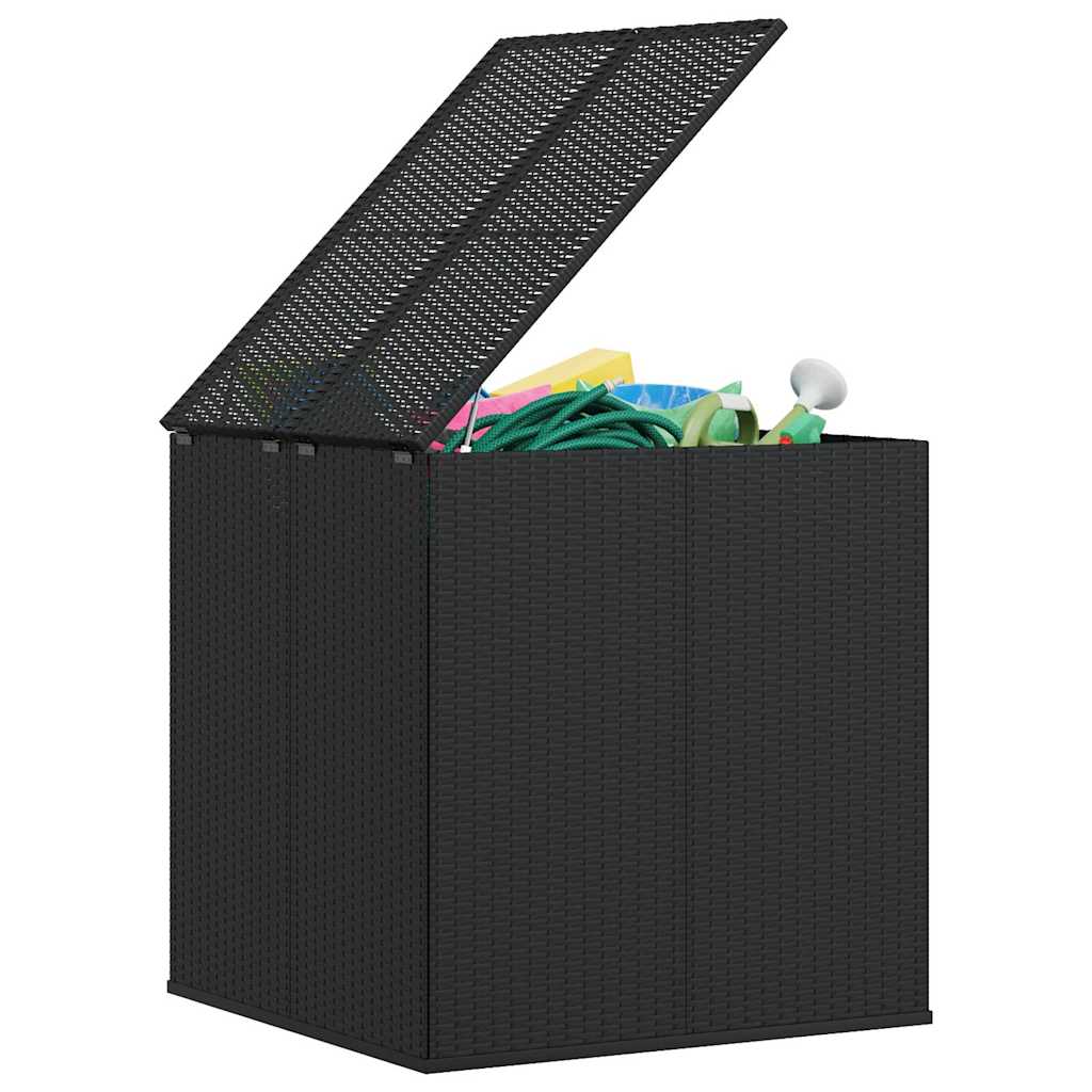 Garden Cushion Box PE Rattan 100x97,5x104 cm Black