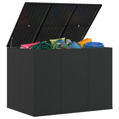 Garden Cushion Box PE Rattan 145x100x103 cm Black