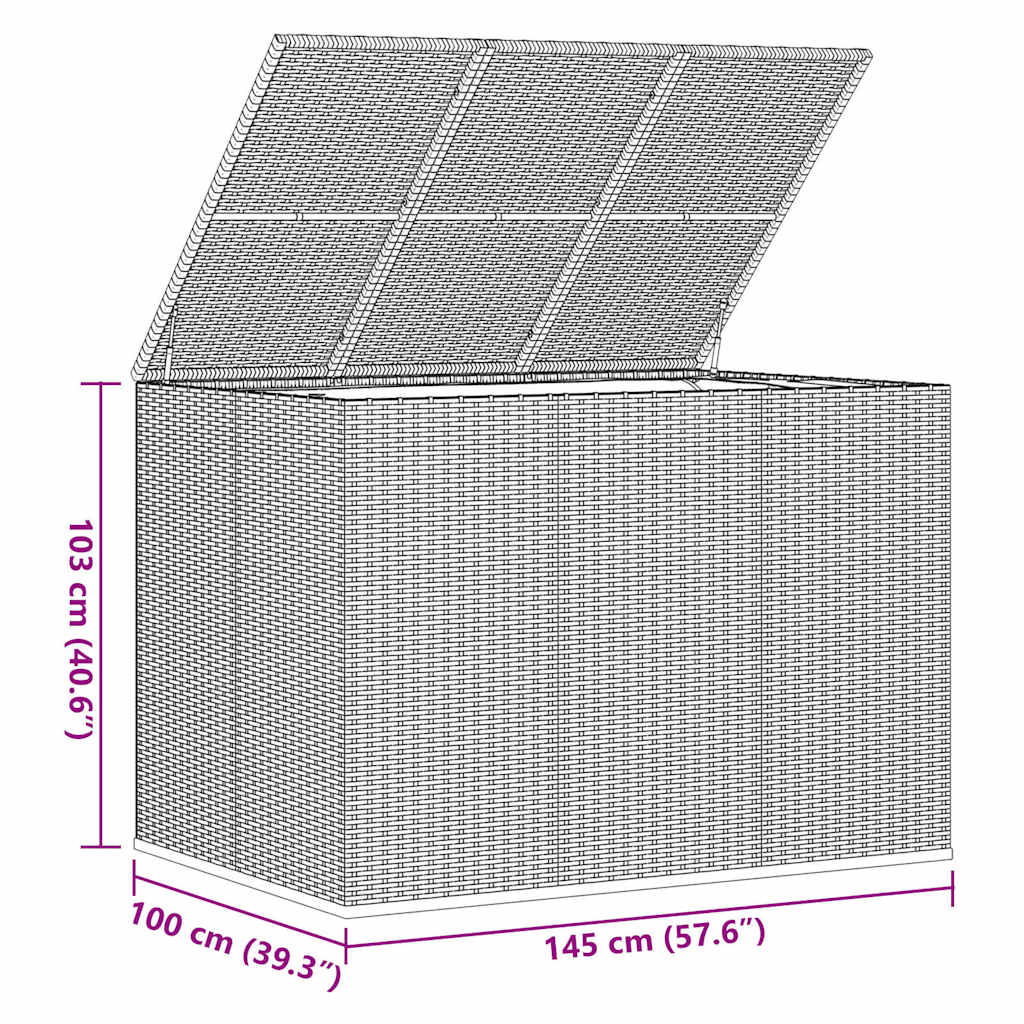 Garden Cushion Box PE Rattan 145x100x103 cm Black