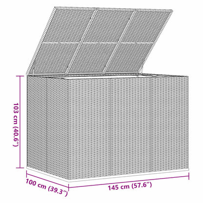 Garden Cushion Box PE Rattan 145x100x103 cm Black