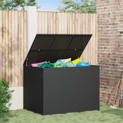Garden Cushion Box PE Rattan 145x100x103 cm Black