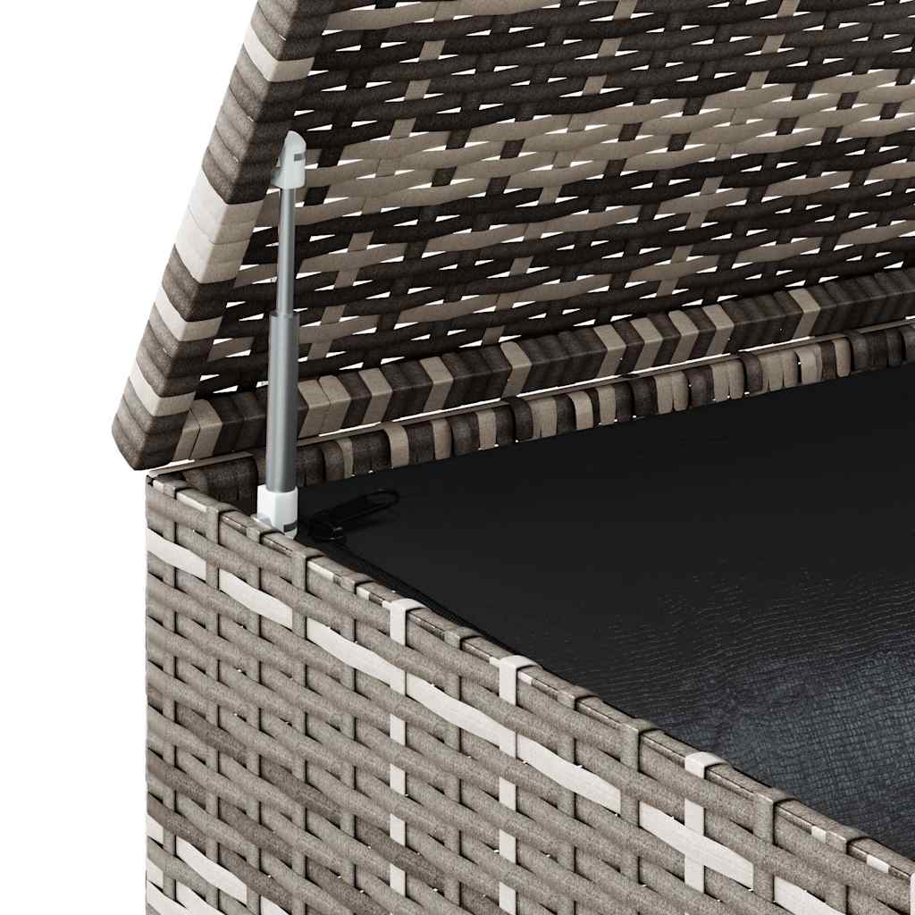 Garden Cushion Box PE Rattan 291x100.5x104 cm Grey