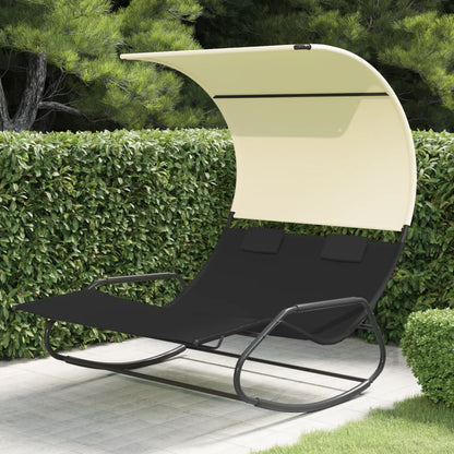 Double Sun Lounger | Black and Cream