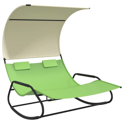 Double Sun Lounger | Green and cream