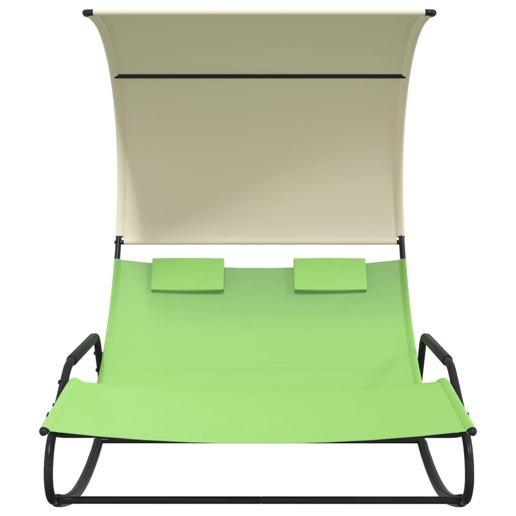 Double Sun Lounger | Green and cream